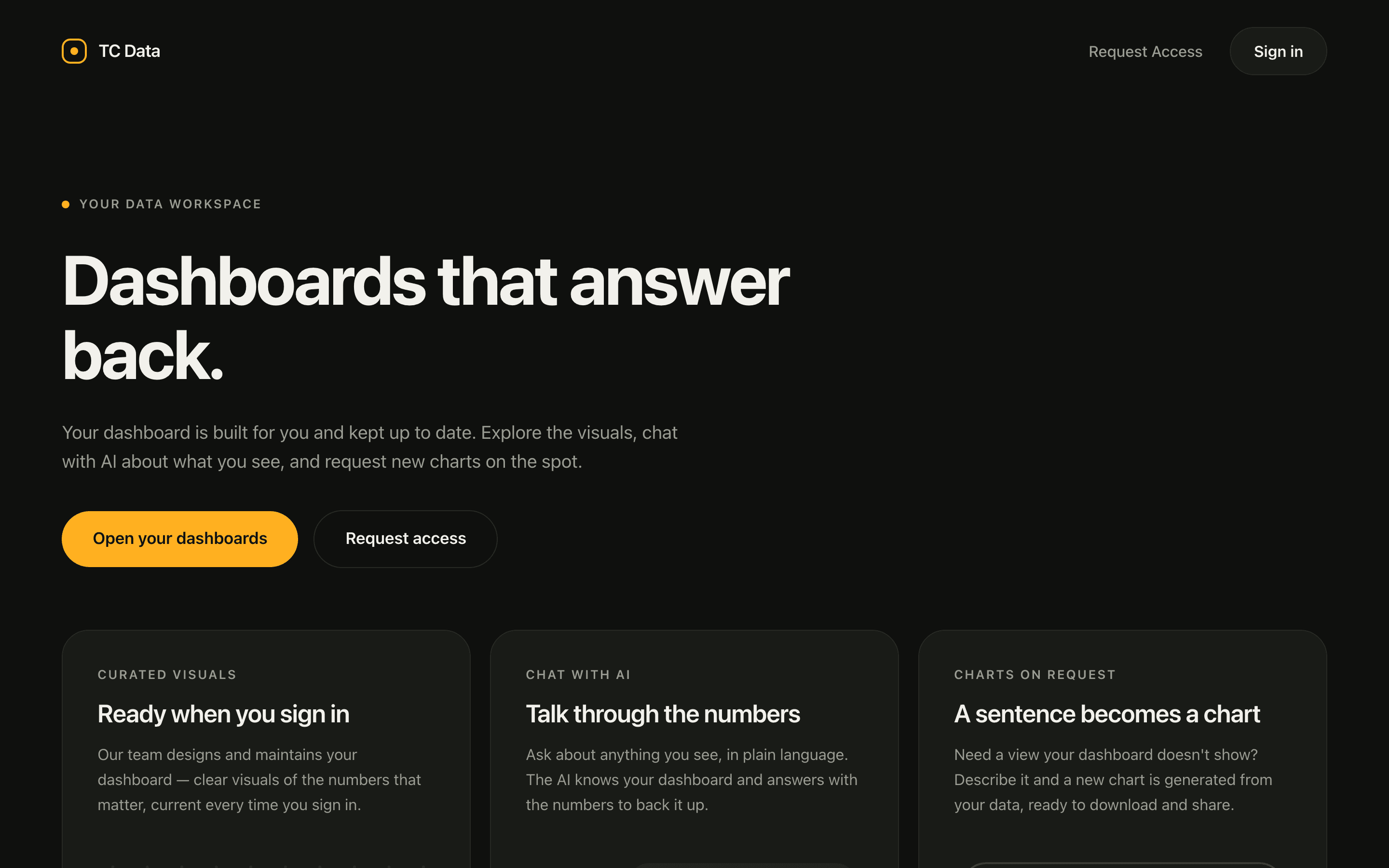 TC DATA website screenshot